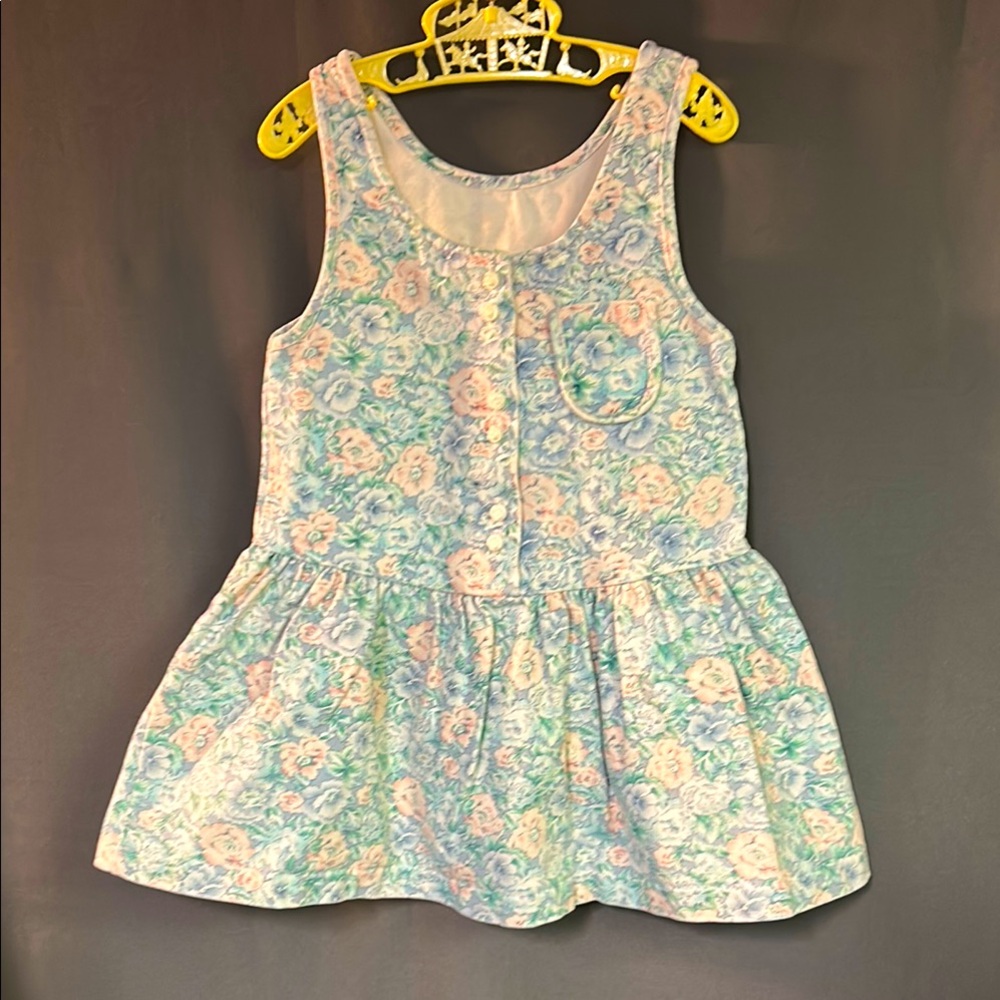 Vintage girls floral denim dress . Approx size 4-5